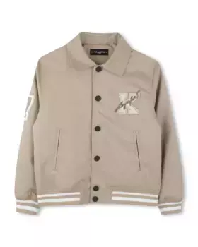 Детская куртка с рубашечным воротником и отделкой в рубчик Karl Lagerfeld Kids, цвет Crema