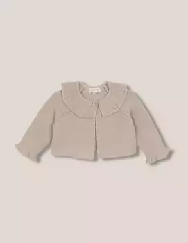 Детская куртка с воротником с рюшами и застежкой на пуговицы Gocco, цвет Topo