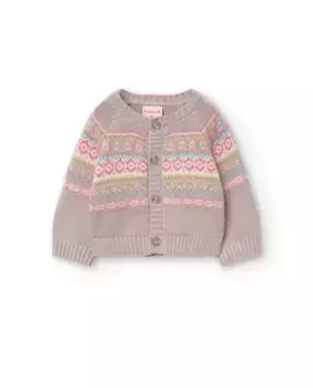 Детская куртка жаккардового трикотажа с застежкой на пуговицы Boboli, бежевый