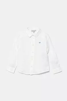 Детская льняная рубашка Emporio Armani, белый