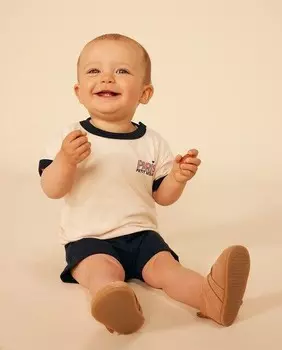 Детская легкая трикотажная футболка с короткими рукавами Petit Bateau, синий