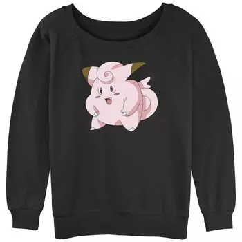 Детская махровая толстовка с напуском и рисунком Pokmon Happy Pink Clefairy Profile Licensed Character, черный