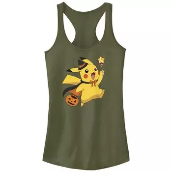 Детская майка-борцовка Pokemon Pikachu с принтом "Сладость или гадость" Licensed Character, цвет military green