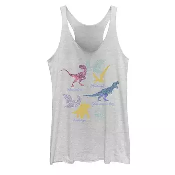 Детская майка Jurassic World Colorful Dinos в тропическом стиле Licensed Character, цвет White Heather