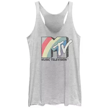 Детская майка MTV Vintage с радужным принтом и логотипом Racerback Licensed Character, цвет White Heather