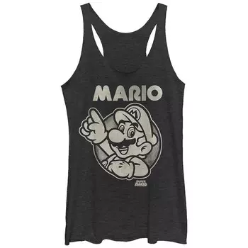 Детская майка Nintendo Super Mario Bros Mario Stamp Racerback Licensed Character, цвет Black Heather