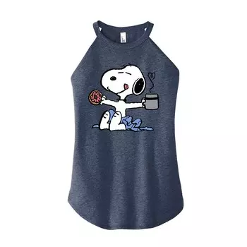 Детская майка с высоким воротником и принтом «Peanuts Donut Coffee» Licensed Character, синий