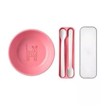 Детская миска + ложка для кормления mio, набор из 3 шт. Mepal, розовый
