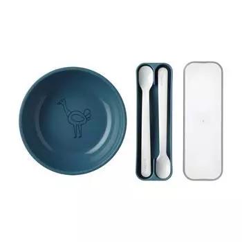 Детская миска + ложка для кормления mio, набор из 3 шт. Mepal, синий