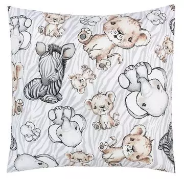 Детская наволочка ТупТам с декоративным узором и застежкой-конвертом, комплект из 2 шт., цвет: Сафари/Серый, размер: 40 х 40 см TupTam