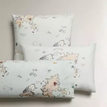 Детская наволочка Zara Home Reversible World Map, голубой