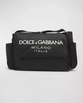 Детская нейлоновая сумка для подгузников с логотипом Dolce&Gabbana, цвет Black/White