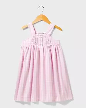 Детская ночная рубашка без рукавов Charlotte в мелкую клетку с рюшами, размер 6M–14 Petite Plume, цвет Pink