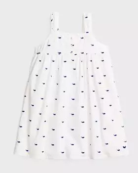 Детская ночная рубашка без рукавов с принтом Charlotte Whales, размер 6M–14 Petite Plume, цвет White