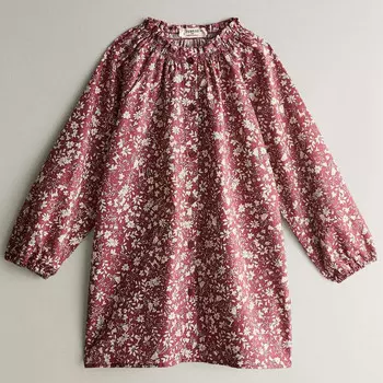 Детская ночная рубашка Zara Home Linen And Cotton Floral Christmas, пурпурно-розовый/белый