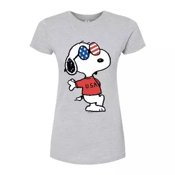 Детская облегающая футболка Peanuts Americana Snoopy Licensed Character, серый