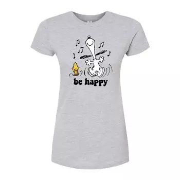 Детская облегающая футболка Peanuts Be Happy Dance Licensed Character, серый