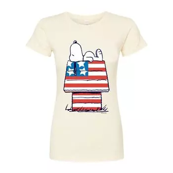 Детская облегающая футболка Peanuts Snoopy Flag House Licensed Character