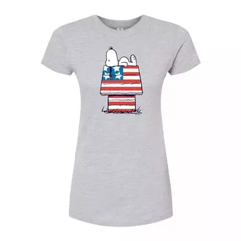 Детская облегающая футболка Peanuts Snoopy Flag House Licensed Character, серый