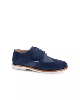 Детская обувь на шнуровке из кожи с перфорацией Pablosky, синий