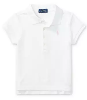Детская одежда Polo Ralph Lauren Рубашка-поло в сетку для маленьких девочек 2T-6X, белый