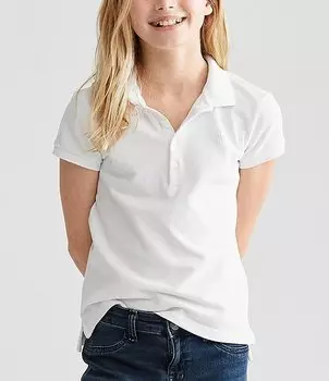 Детская одежда Polo Ralph Lauren Сетчатая рубашка-поло с короткими рукавами для больших девочек 7–16 лет, белый