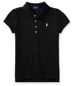 Детская одежда Polo Ralph Lauren Сетчатая рубашка-поло с короткими рукавами для больших девочек 7–16 лет, черный