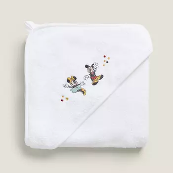 Детская однотонная махровая накидка Zara Home Mickey Mouse Disney, белый