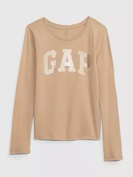 Детская органическая футболка с логотипом Gap, коричневый