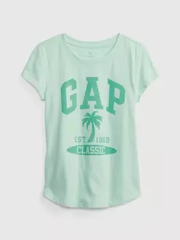 Детская органическая футболка с логотипом Gap, зеленый