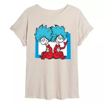 Детская оверсайз футболка с Thing 1 и Thing 2 из Dr Seuss Licensed Character, бежевый