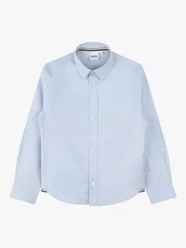 Детская оксфордская рубашка BOSS с длинным рукавом HUGO BOSS, светло-синий