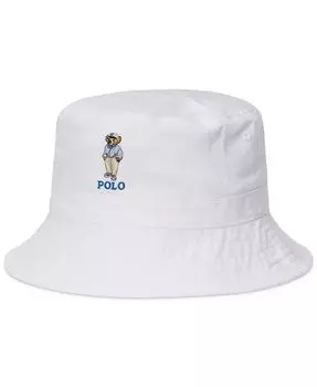 Детская панама-поло из хлопкового твила с изображением медведя-поло Polo Ralph Lauren, белый