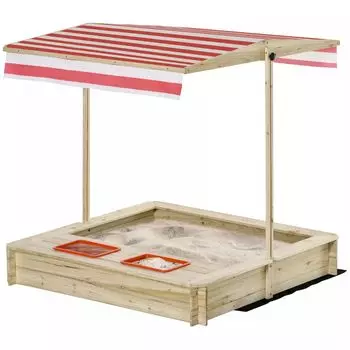 Детская песочница Outsunny на открытом воздухе с крышкой и крышкой, деревянная игрушка для песочницы на заднем дворе для активного отдыха для детей от 3 до 8 лет Outsunny