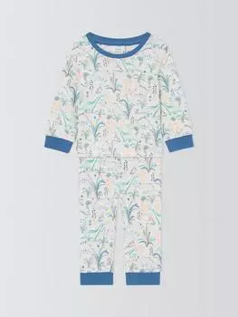 Детская пижама с линейным динозавром John Lewis, белый