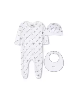 Детская пижама унисекс белого хлопкового цвета BOSS Kidswear, белый