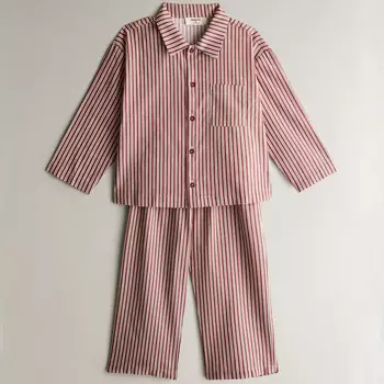 Детская пижама Zara Home Linen And Cotton Striped Christmas, 2 предмета, красный/белый