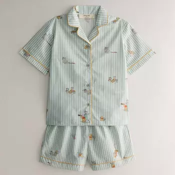 Детская пижама Zara Home Winnie The Pooh Poplin, 2 предмета, голубой/зеленый