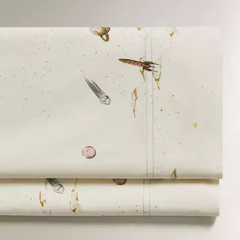 Детская плоская простыня Zara Home Space, кремово-белый