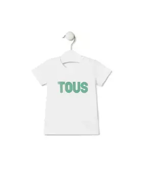 Детская пляжная футболка белого цвета с логотипом спереди Tous, зеленый