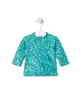 Детская пляжная футболка с принтом и мишками Tous, зеленый