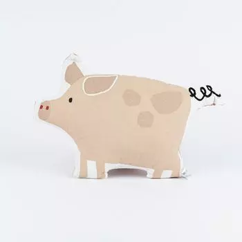 Детская подушка поросенок из хлопка розовый белый черный 40х27см Stof