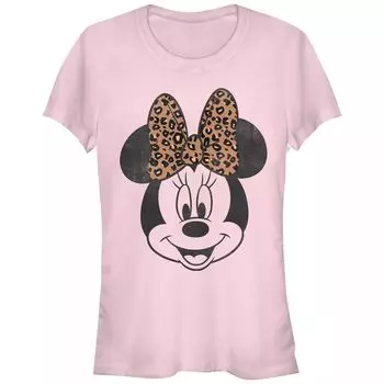 Детская приталенная футболка Disney's Minnie Mouse с леопардовым принтом и бантом и портретом Licensed Character