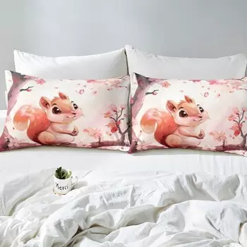 Детская простыня Manfei Lovely Squirrel Twin Size, Brown Pink