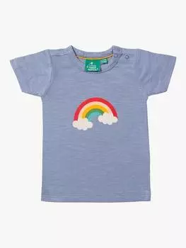 Детская радужная футболка из органического хлопка Little Green Radicals, цвет French Blue/Multi