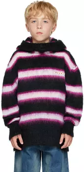 Детская разноцветная толстовка с капюшоном интарсии Marni