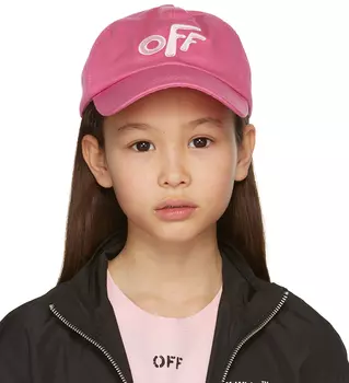 Детская розовая бейсболка Stamp Off-White
