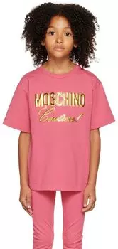 Детская розовая футболка \Couture\"" Moschino