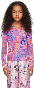 Детская розовая футболка Kaleidoscopic Barocco Versace