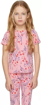 Детская розовая футболка с единорогами Mini Rodini